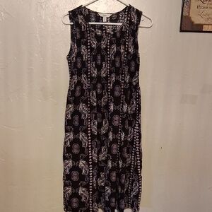Floral Sleeveless Black Dress